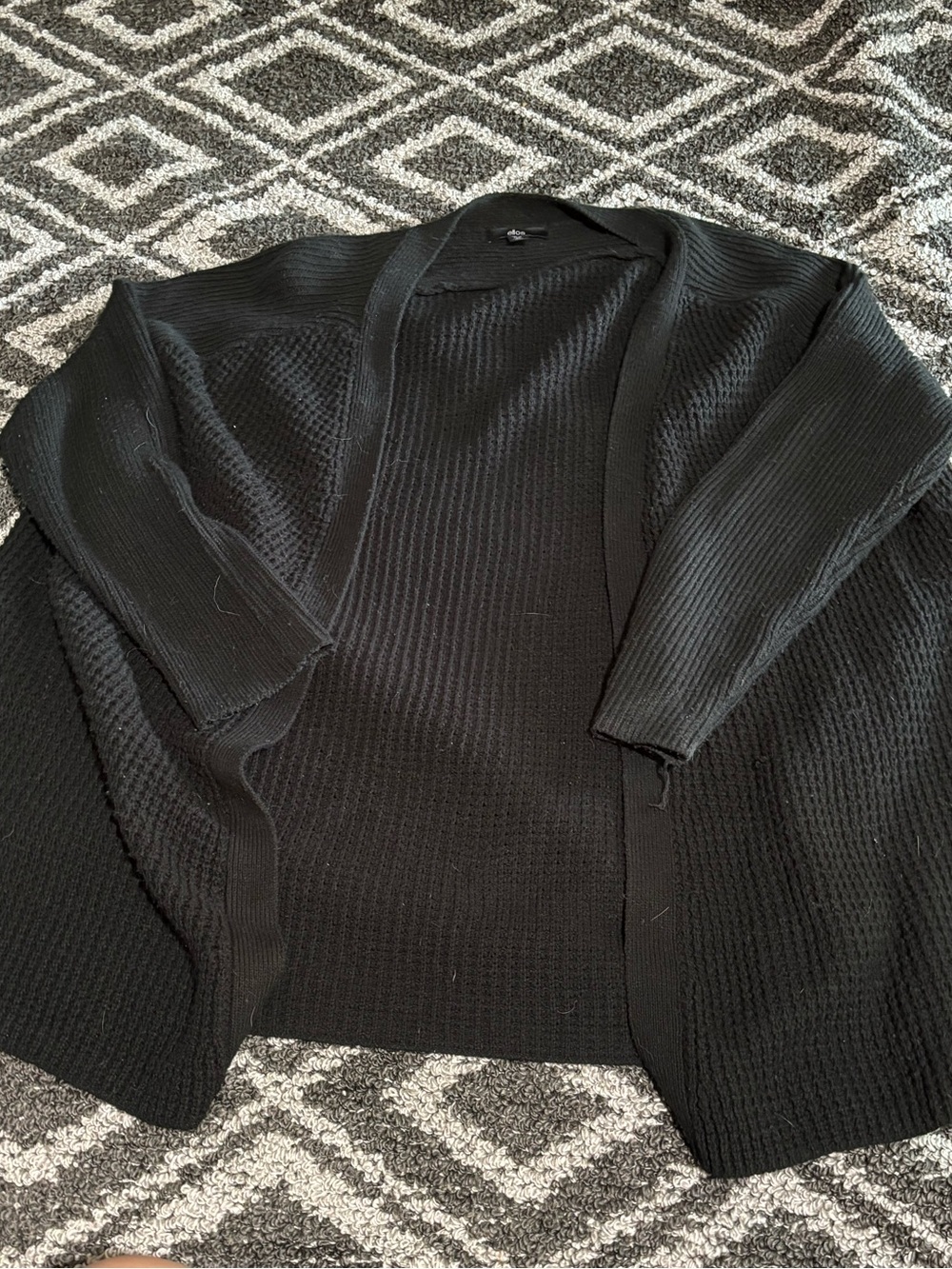 ellos Black Open-Front Textured Knit Cardigan